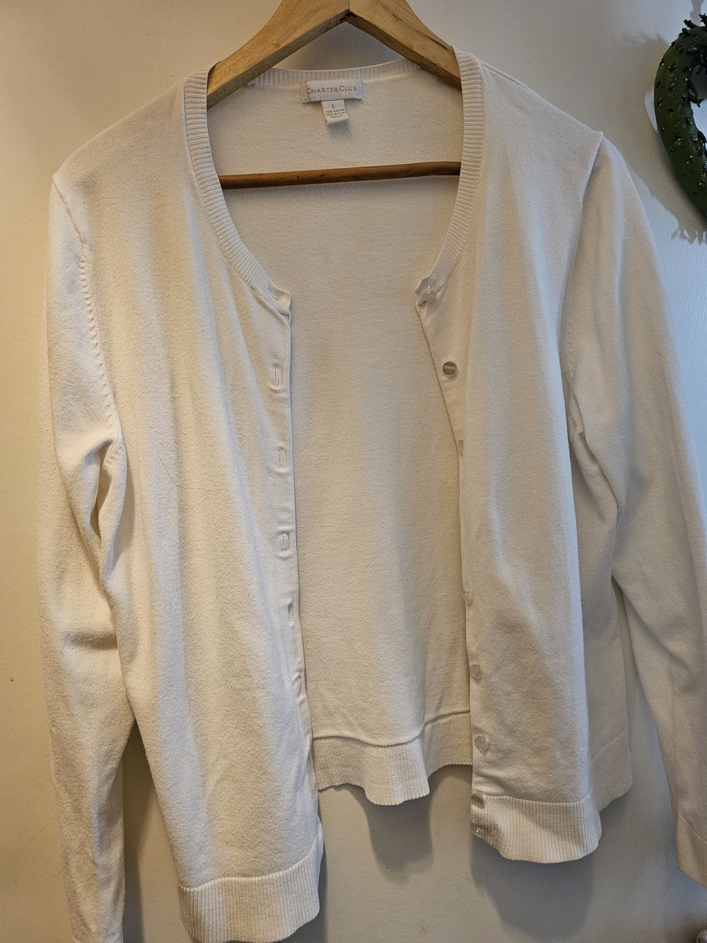 Charter Club White Button-Front Women's Cardigan